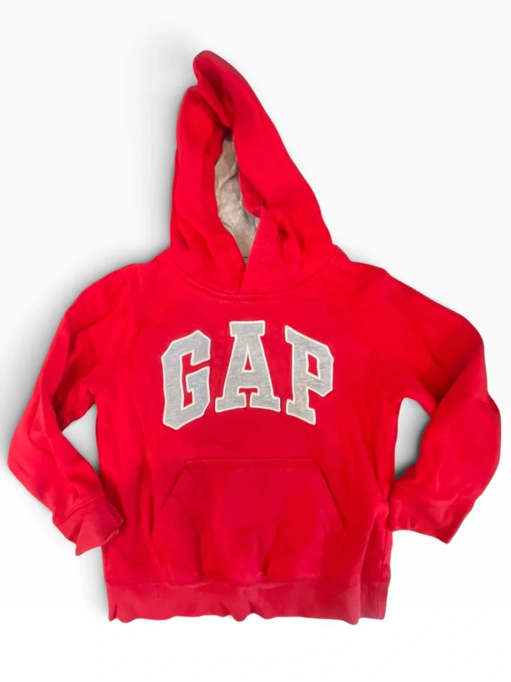 GAP Kids Bright Red Hooded Sweatshirt with Gray Logo